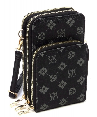 Monogrammed Crossbody Bag Cell Phone Purse CM081 BLACK